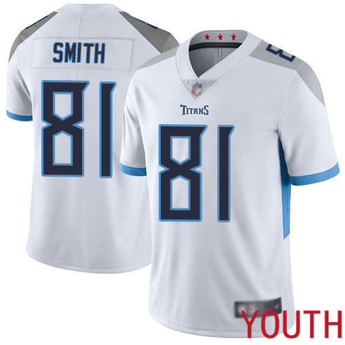 Tennessee Titans Limited White Youth Jonnu Smith Road Jersey NFL Football #81 Vapor Untouchable->tennessee titans->NFL Jersey